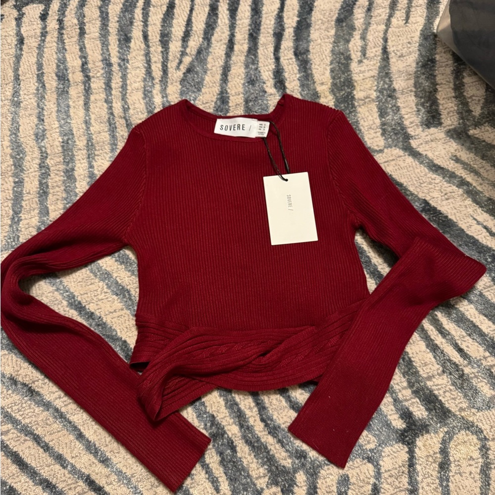 Sovere Red Ribbed Knit Sweater